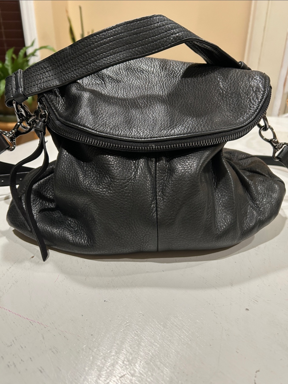 margot Black Pebbled Leather Crossbody